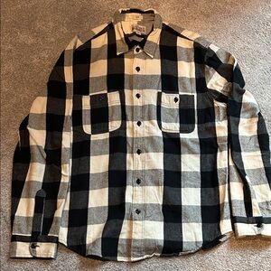 J. Crew Black and Cream Plaid Men's Shirt